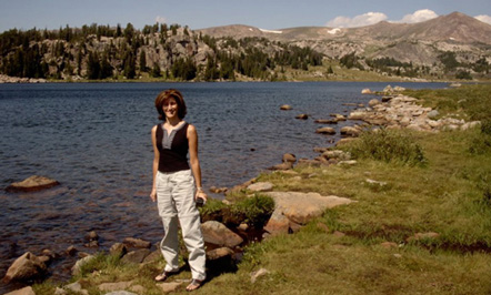 Artist Sandy Phifer near Yellowstone Park in Montana